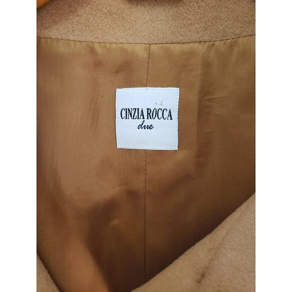Cinzia Rocca Cashmere Camel Wool High Collar Cowl Neck Blend Coat Women's Sz 20 - Picture 6 of 9